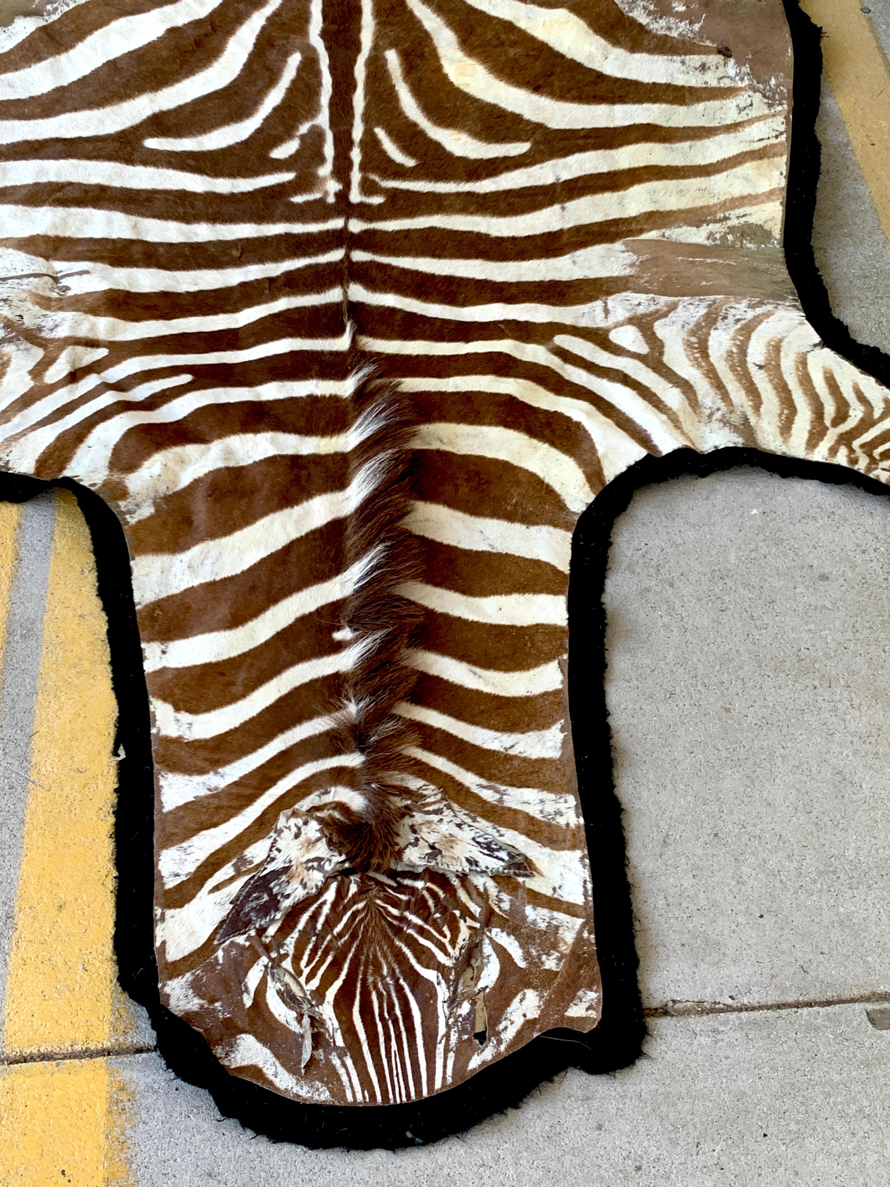 vintage zebra rug