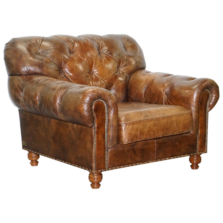 Large Vintage Aged Heritage Brown Leather Chesterfield Armchair Comfortable Halo At 1stdibs Shop our cognac leather chairs selection from the world's finest dealers on 1stdibs. large vintage aged heritage brown leather chesterfield armchair comfortable halo