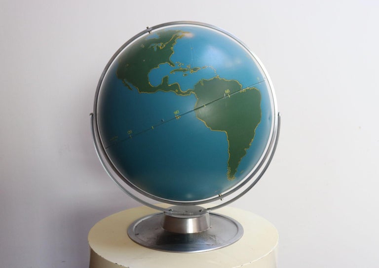 置物 ANTIQUE (A.J.NYSTROM&CO ) MILITARY GLOBE Large Vintage A.J. Nystrom Wall Mounted or Tabletop Activity