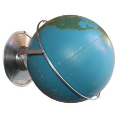 Grand Vintage A.J. Globe d'activité / militaire Nystrom à fixer au mur ou à poser sur une table