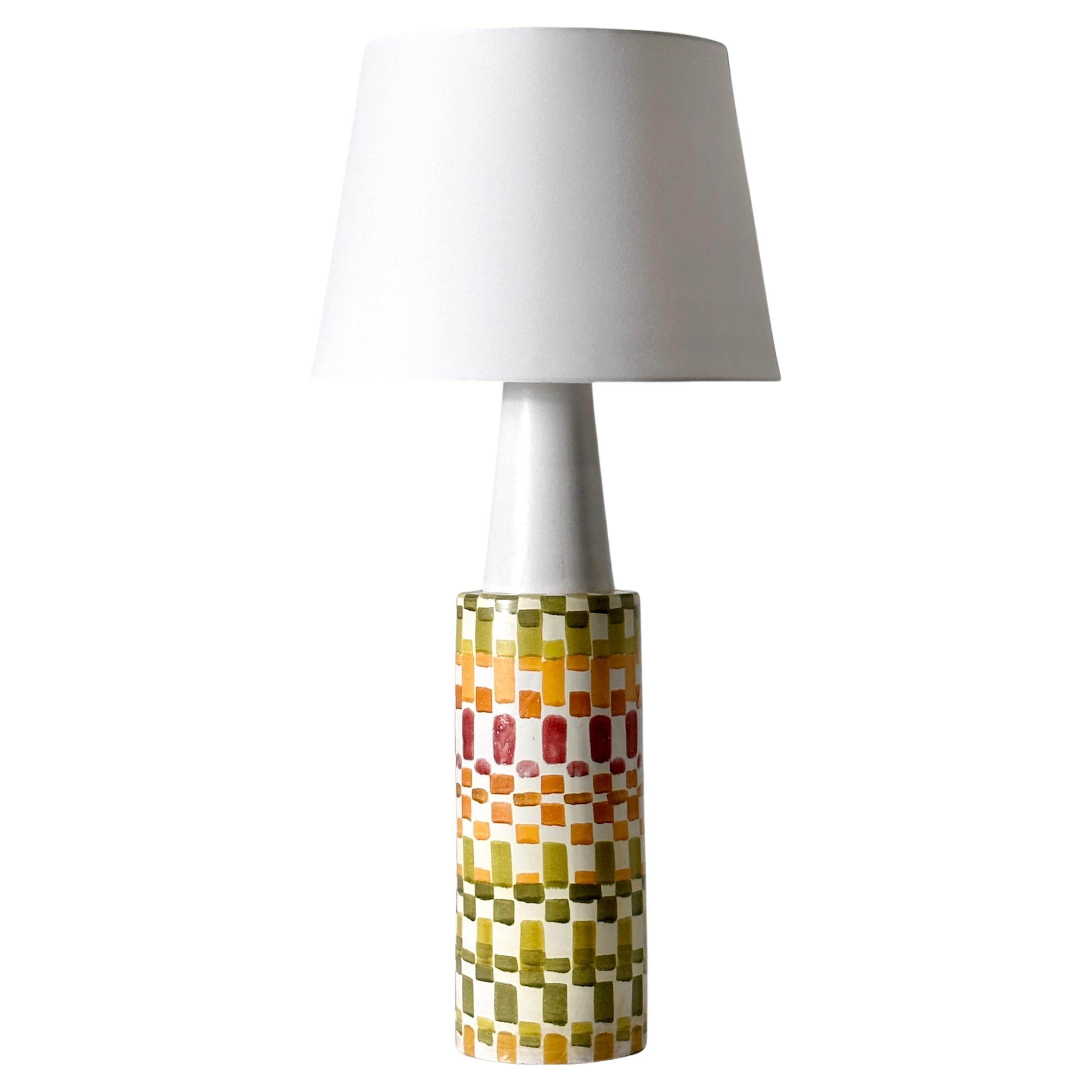 Large Vintage Aldo Londi for Bitossi Hand Painted Colorful Mosaic Table Lamp For Sale