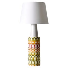Large Vintage Aldo Londi for Bitossi Hand Painted Colorful Mosaic Table Lamp