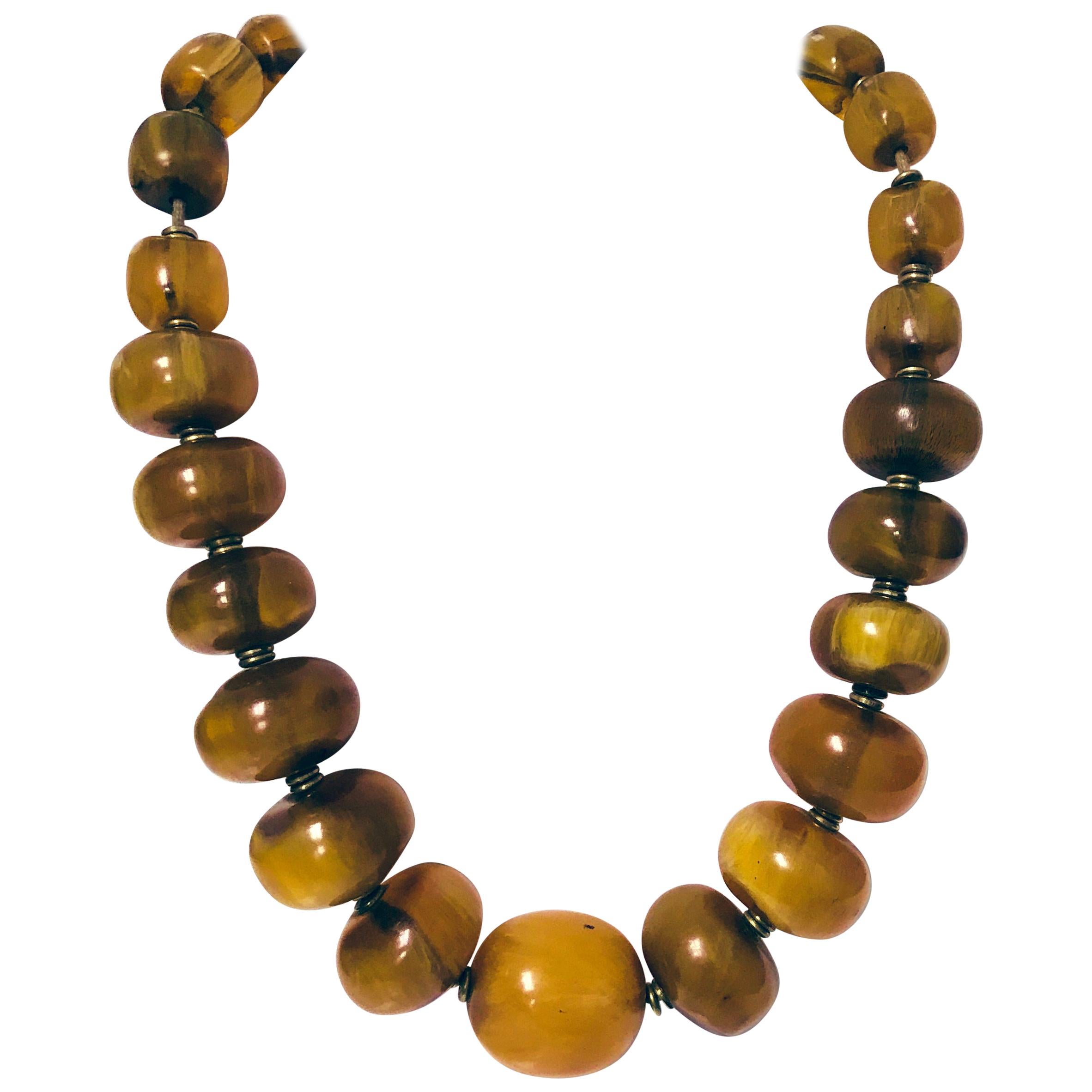 Large Vintage Amber Bead Necklace