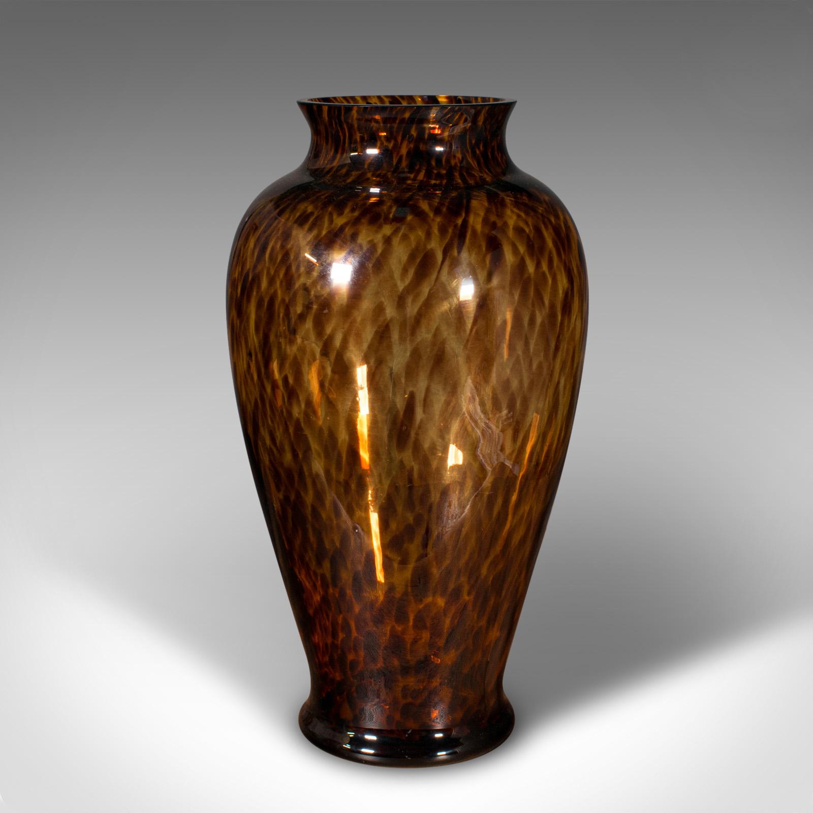 Large Vintage Amber Flower Vase, Italian, Art Glass, Baluster Urn, Circa 1970 In Good Condition For Sale In Hele, Devon, GB