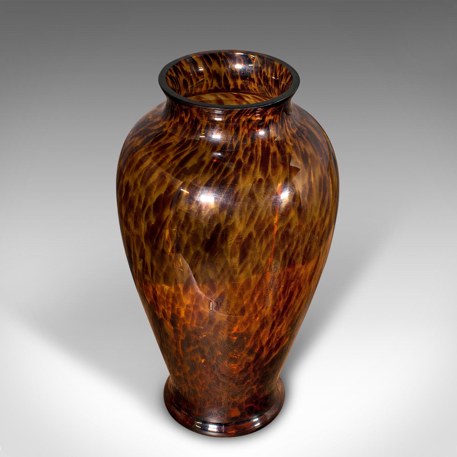 Large Vintage Amber Flower Vase, Italian, Art Glass, Baluster Urn, Circa 1970 For Sale 1
