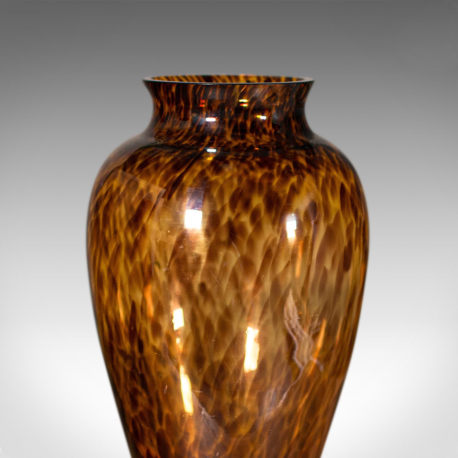 Large Vintage Amber Flower Vase, Italian, Art Glass, Baluster Urn, Circa 1970 For Sale 2