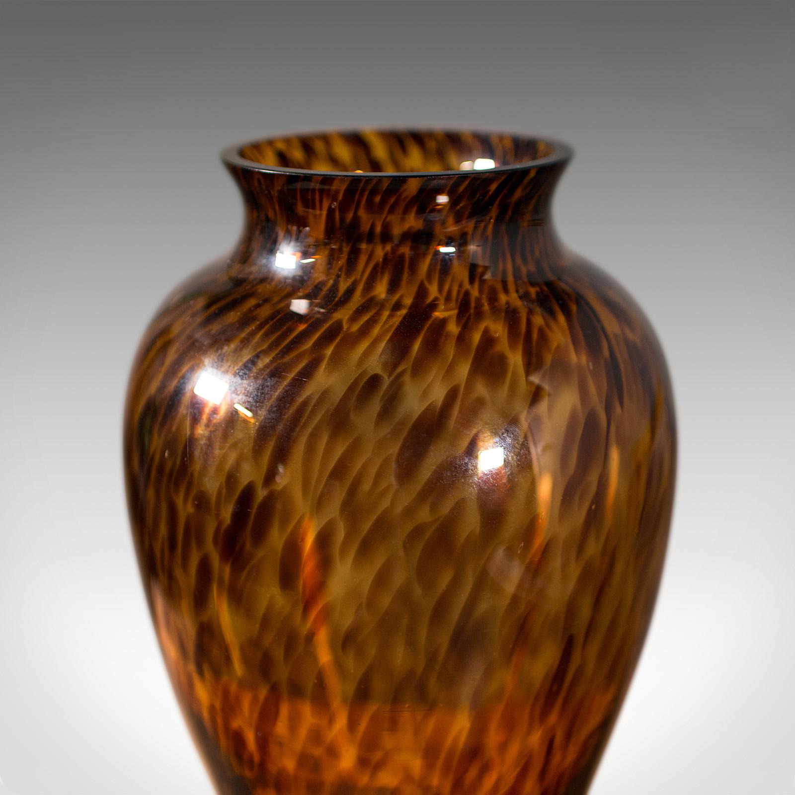 Large Vintage Amber Flower Vase, Italian, Art Glass, Baluster Urn, Circa 1970 For Sale 3