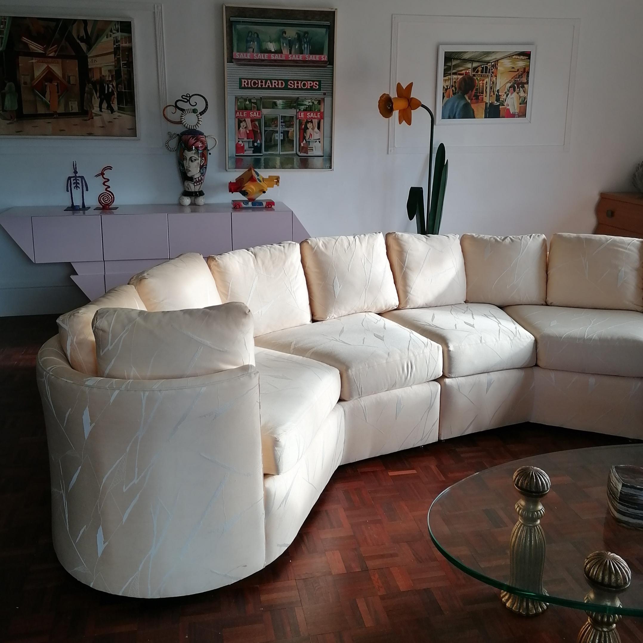 Large Vintage American Curved Sectional Sofa By Dansen, USA 1980s In Good Condition In Hastings, GB
