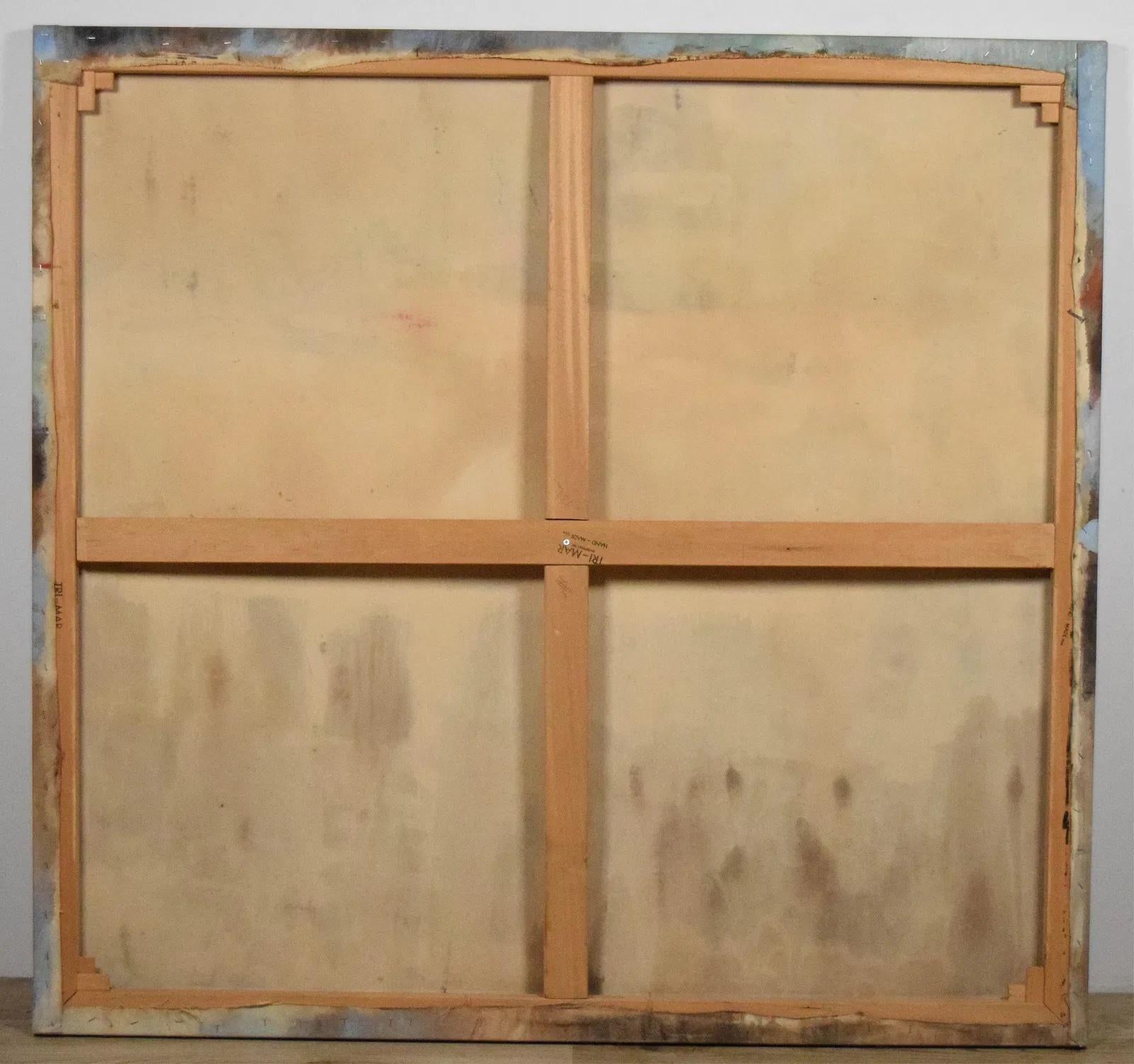 Große Vintage American School Abstract Expressionist neutralen Ton Ölgemälde (Moderne der Mitte des Jahrhunderts) im Angebot