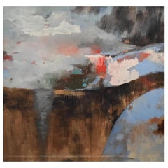 Große Vintage American School Abstract Expressionist neutralen Ton Ölgemälde