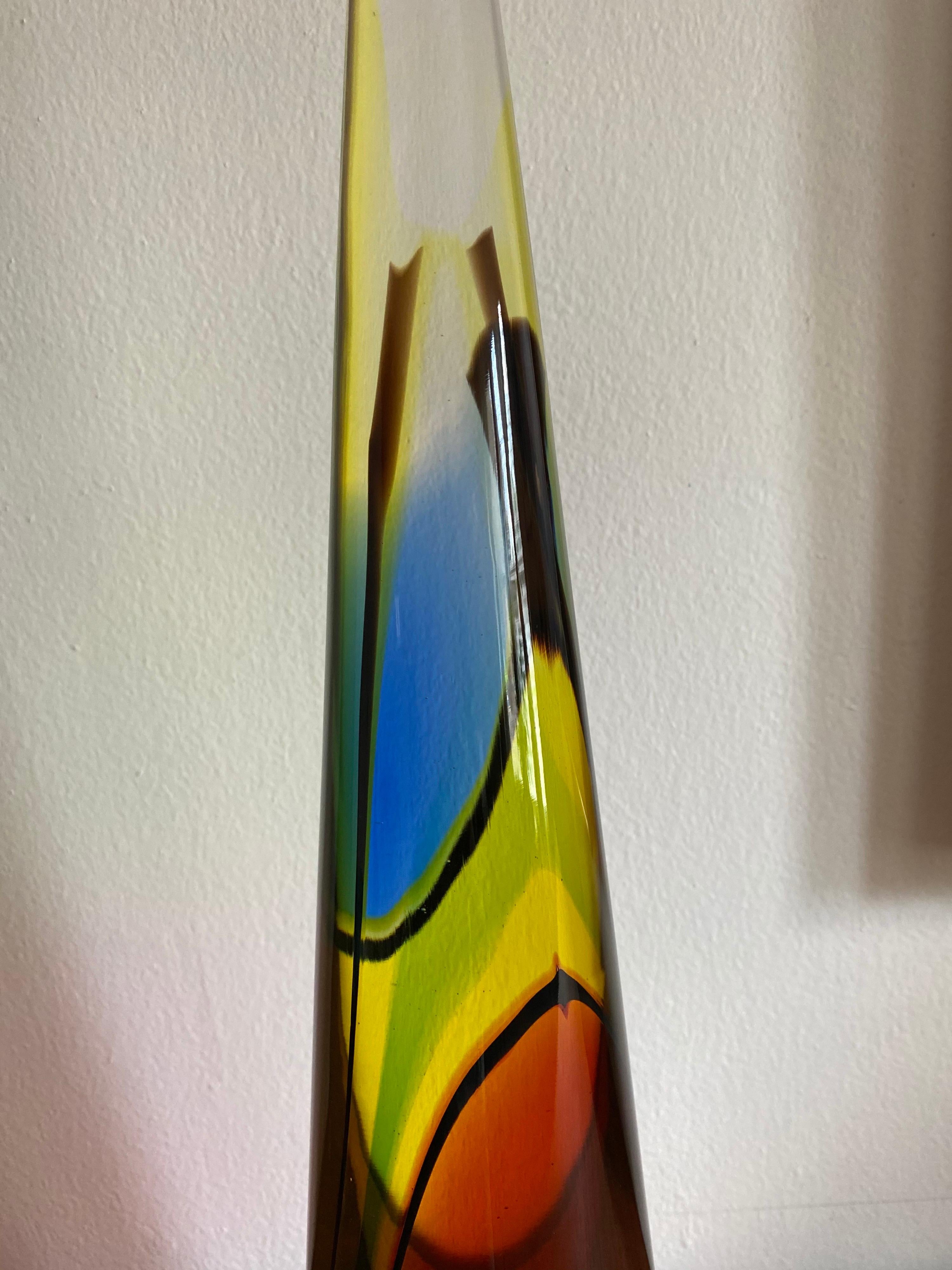 Large Vintage Archimede Seguso Murano Carnevale Glass Spire In Excellent Condition In San Antonio, TX