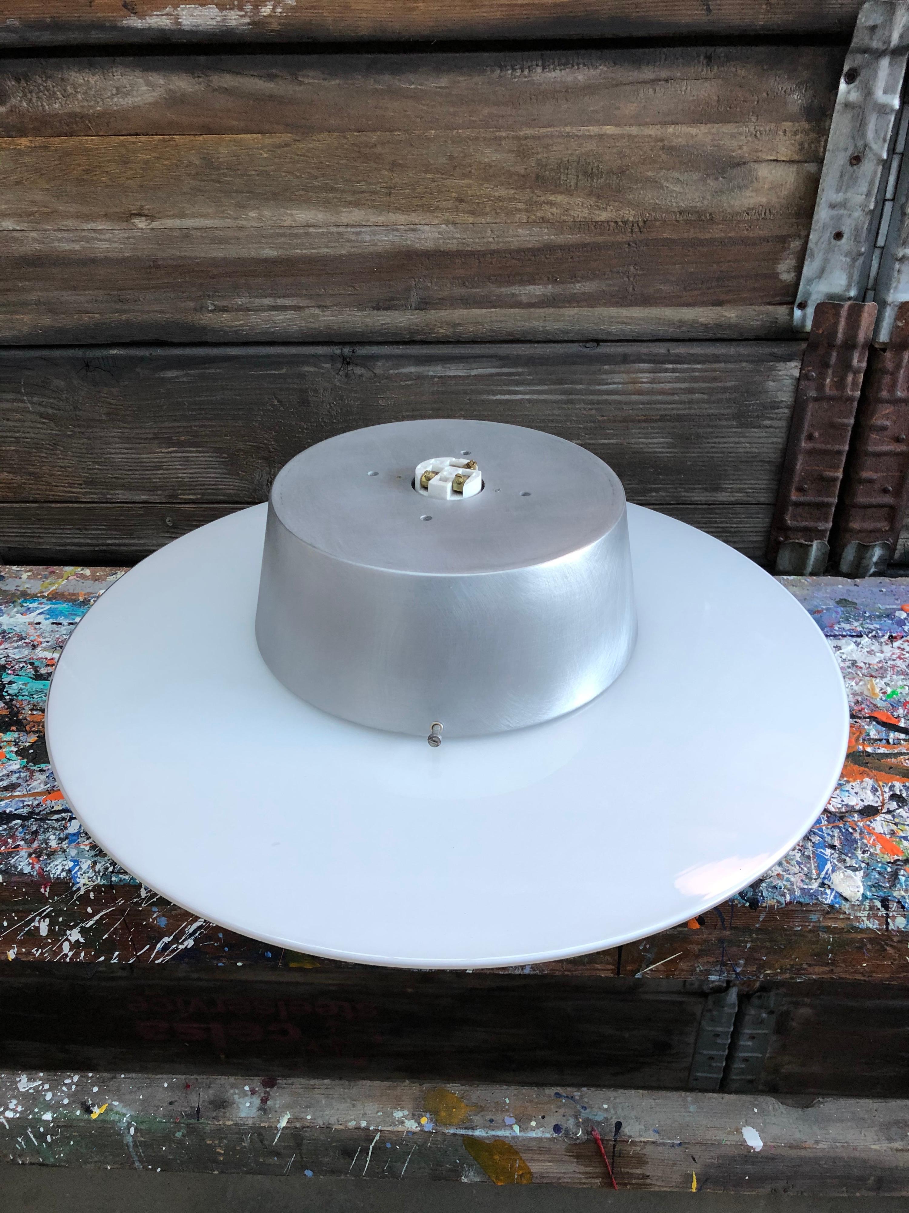 Large Vintage Arne Jacobsen Louis Poulsen Eklipta Opaline Wall Ceiling Lamps 8