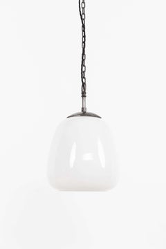 Large Vintage Art Deco Tulip Opaline Glass Pendant Lamp Light, c.1930