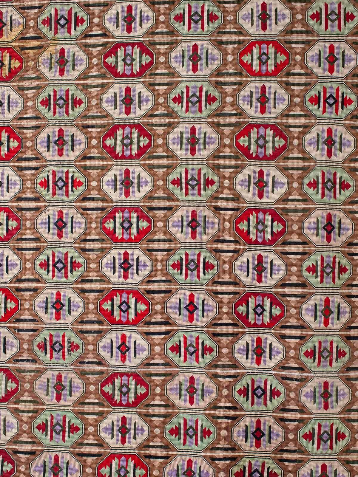 Large Vintage Art Deco Woven Textile from Prague Czech Republic, circa 1930 For Sale 5