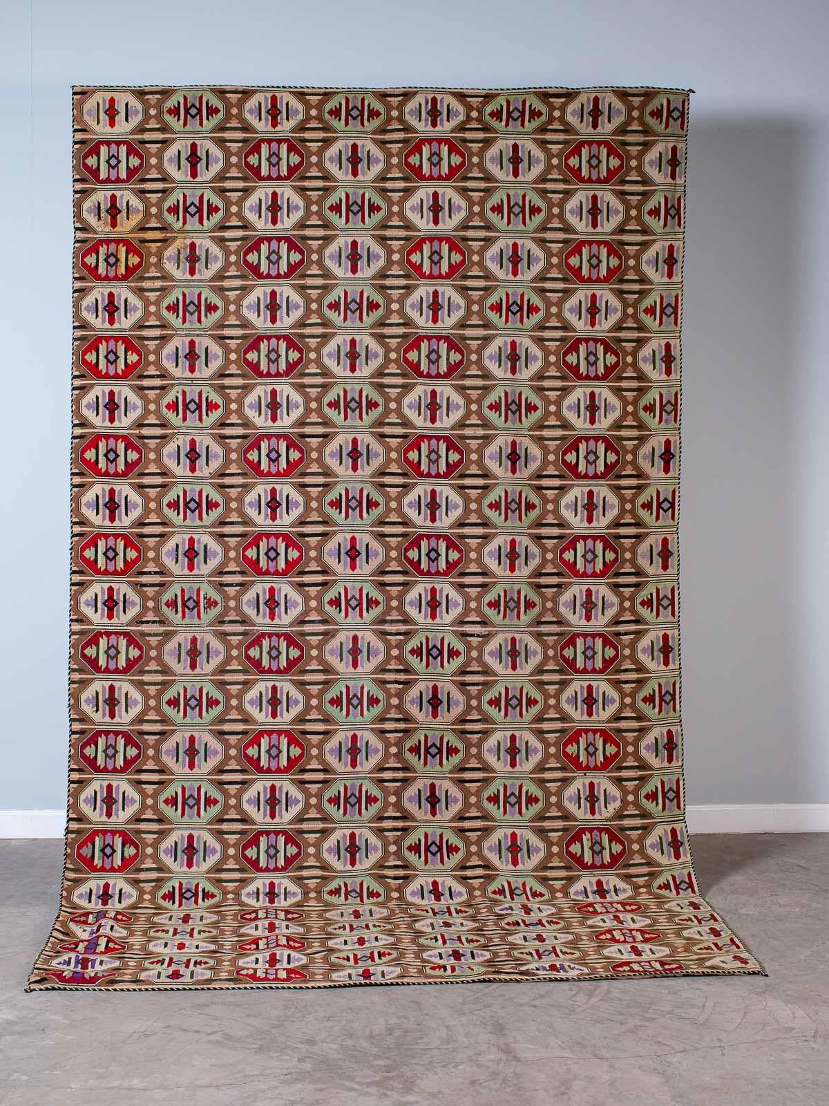 Wool Large Vintage Art Deco Woven Textile from Prague Czech Republic, circa 1930 For Sale