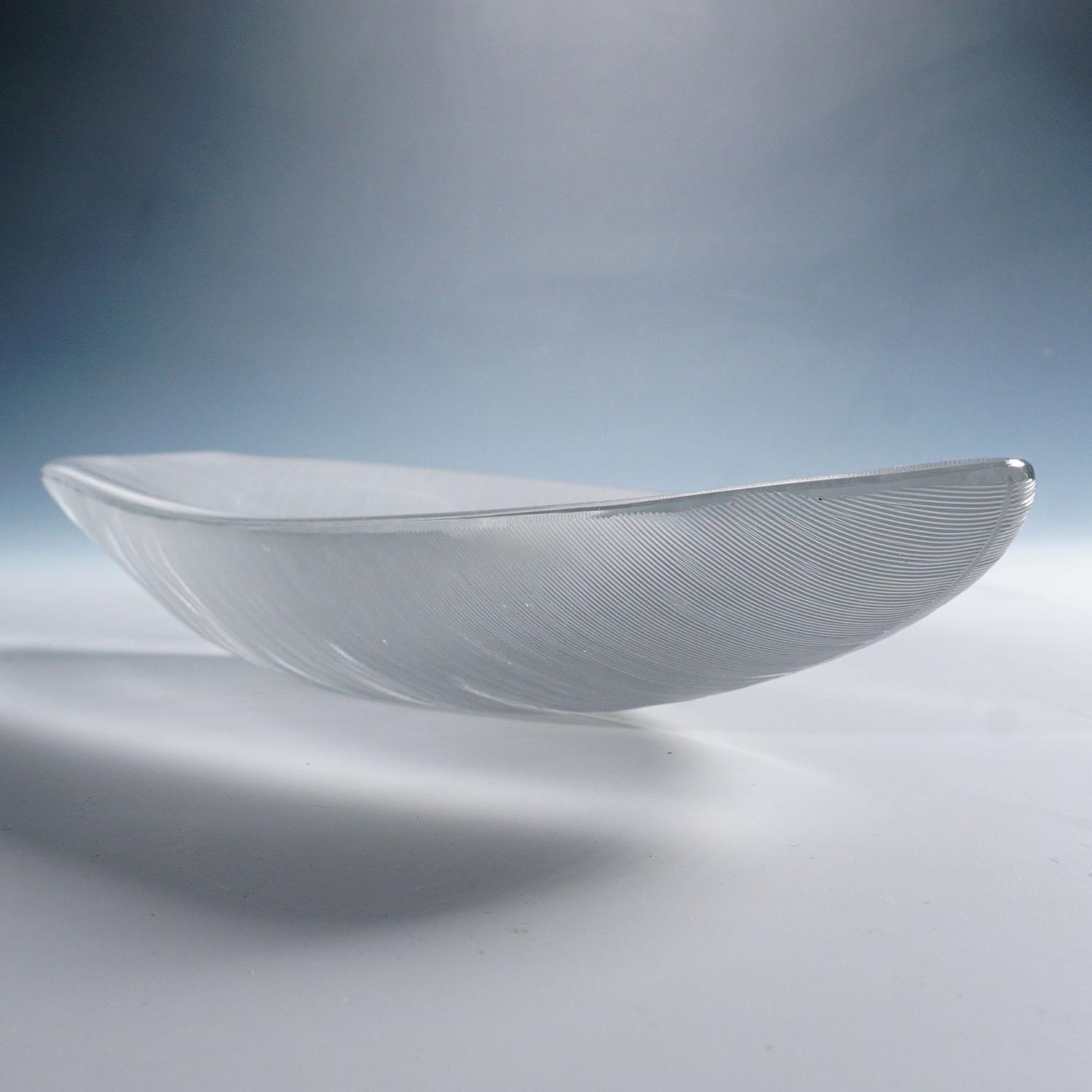 Mid-Century Modern Grand bol en verre d'art Vintage 'Sulka' par Tapio Wirkkala pour Iittala 1950s en vente