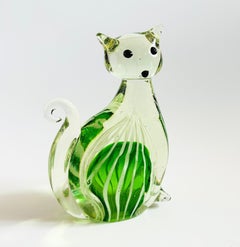 Große Vintage-Kunstglas-Katze