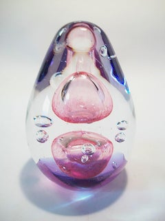 Pisapapeles "Burbuja" de Lavanda de Vidrio Artístico Vintage Grande - Mediados del Siglo XX