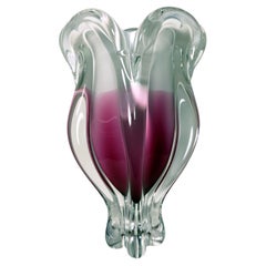 Large Vintage Art Glass Vase by Josef Hospodka for Chribska Glasswork, 1960's