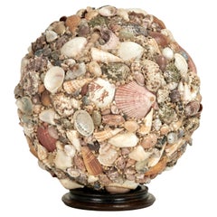 Large Vintage Artisan Crafted Seashell Encrusted Sphere