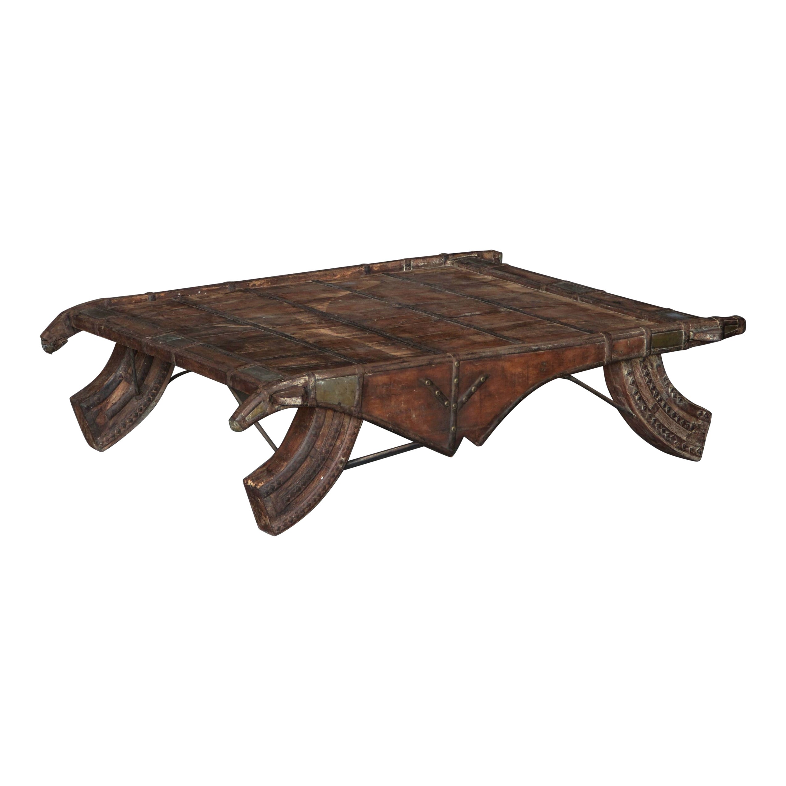 Grande tavolino asiatico vintage in teak invecchiato, inizio XX secolo in vendita