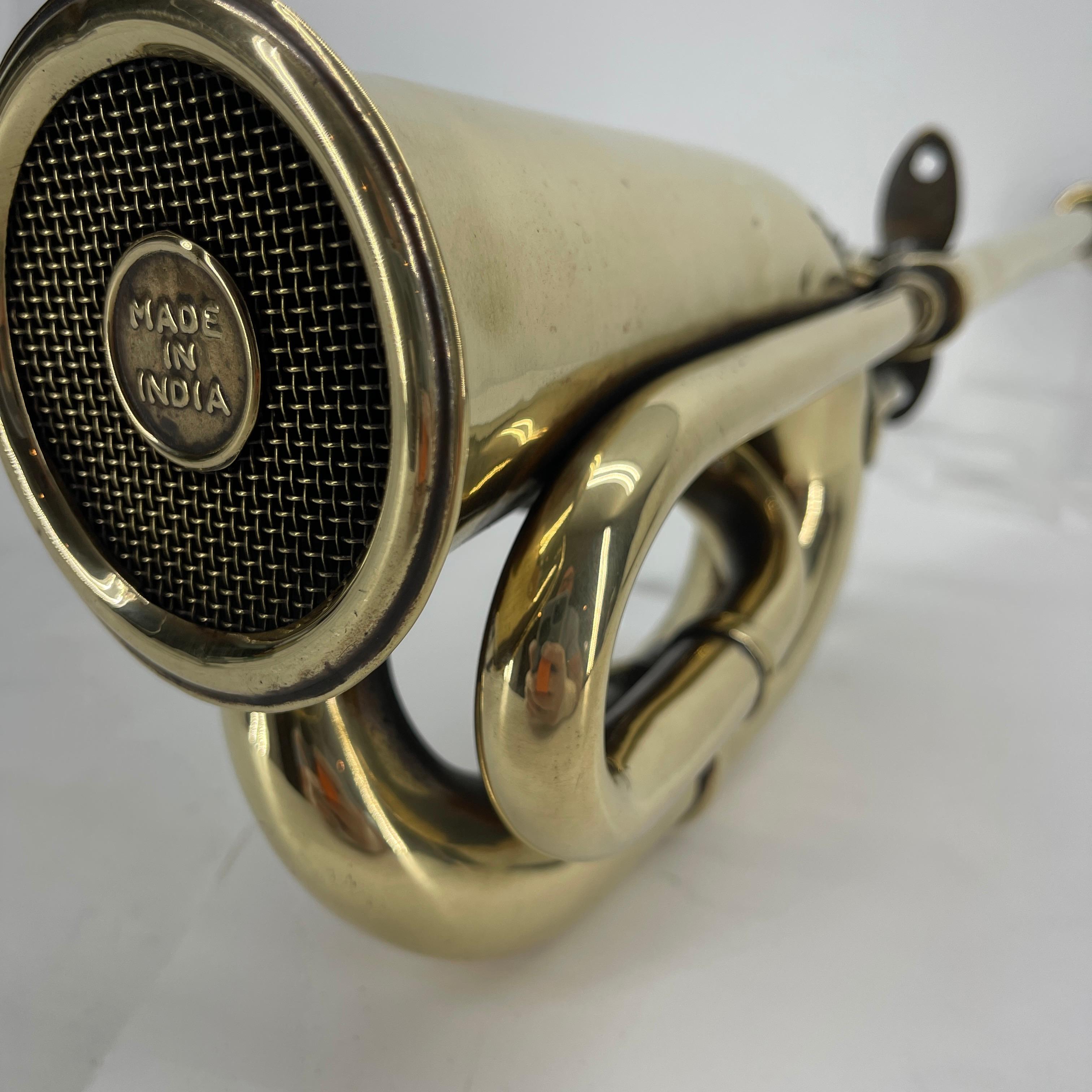Polished Large Vintage Automobile Heavy Brass Car Horn For Sale