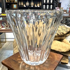 Large Vintage BACCARAT Crystal Vase. France 1960s