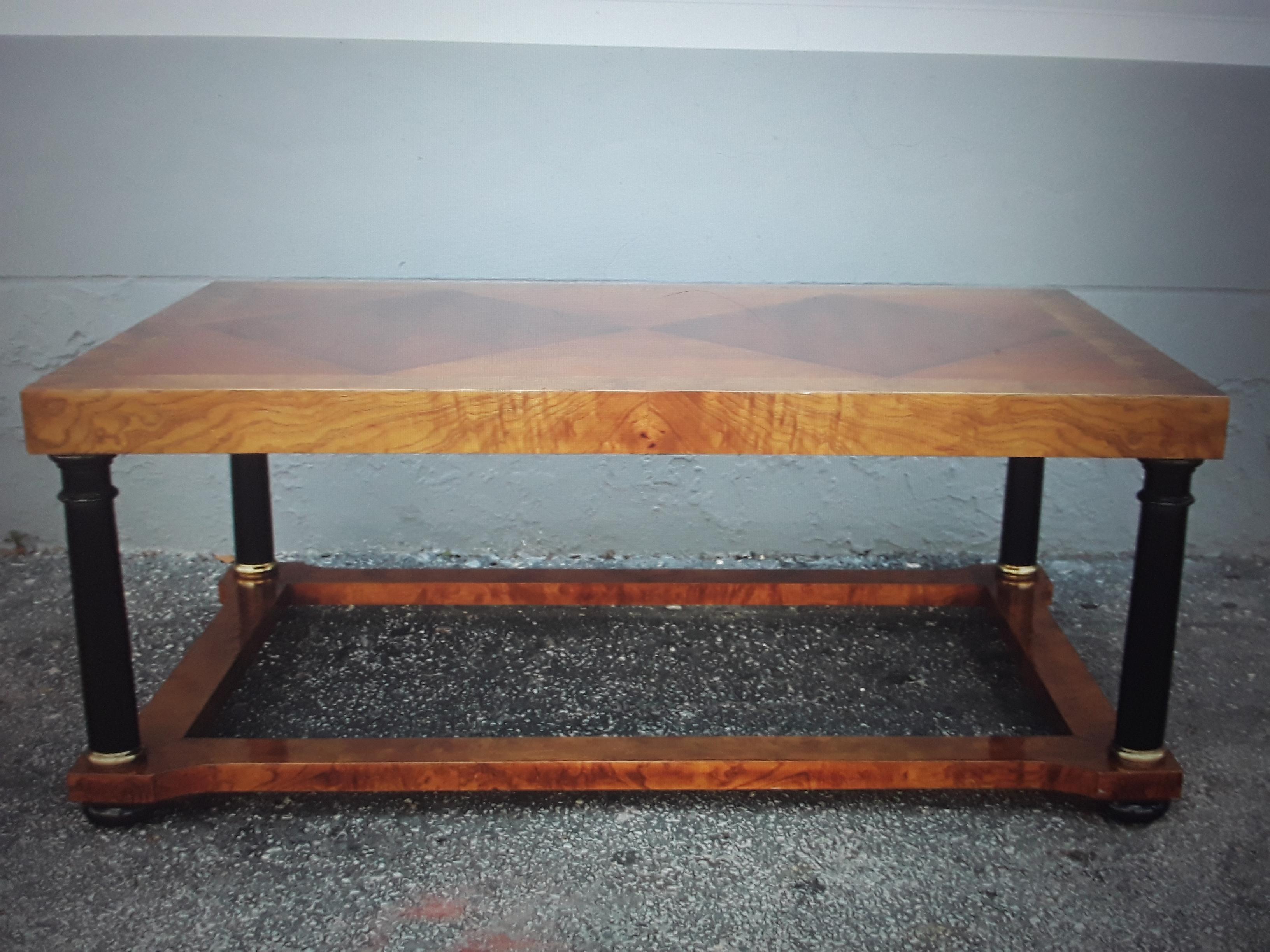 Large Vintage Baker Badge Burl Amboyna Coffee/ Coctail Table For Sale 8