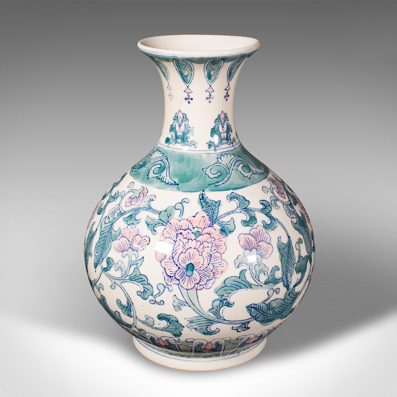 Large Vintage Baluster Vase, Chinese, Ceramic Flower Pot, Art Deco Revival, 1970 For Sale 1