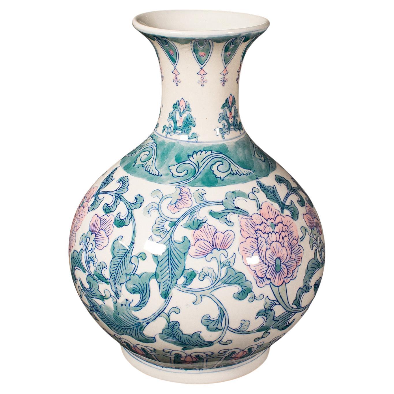 Large Vintage Baluster Vase, Chinese, Ceramic Flower Pot, Art Deco Revival, 1970 For Sale