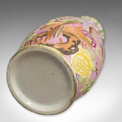Large Vintage Baluster Vase, Oriental, Ceramic, Urn, Birds, Floral Foliate