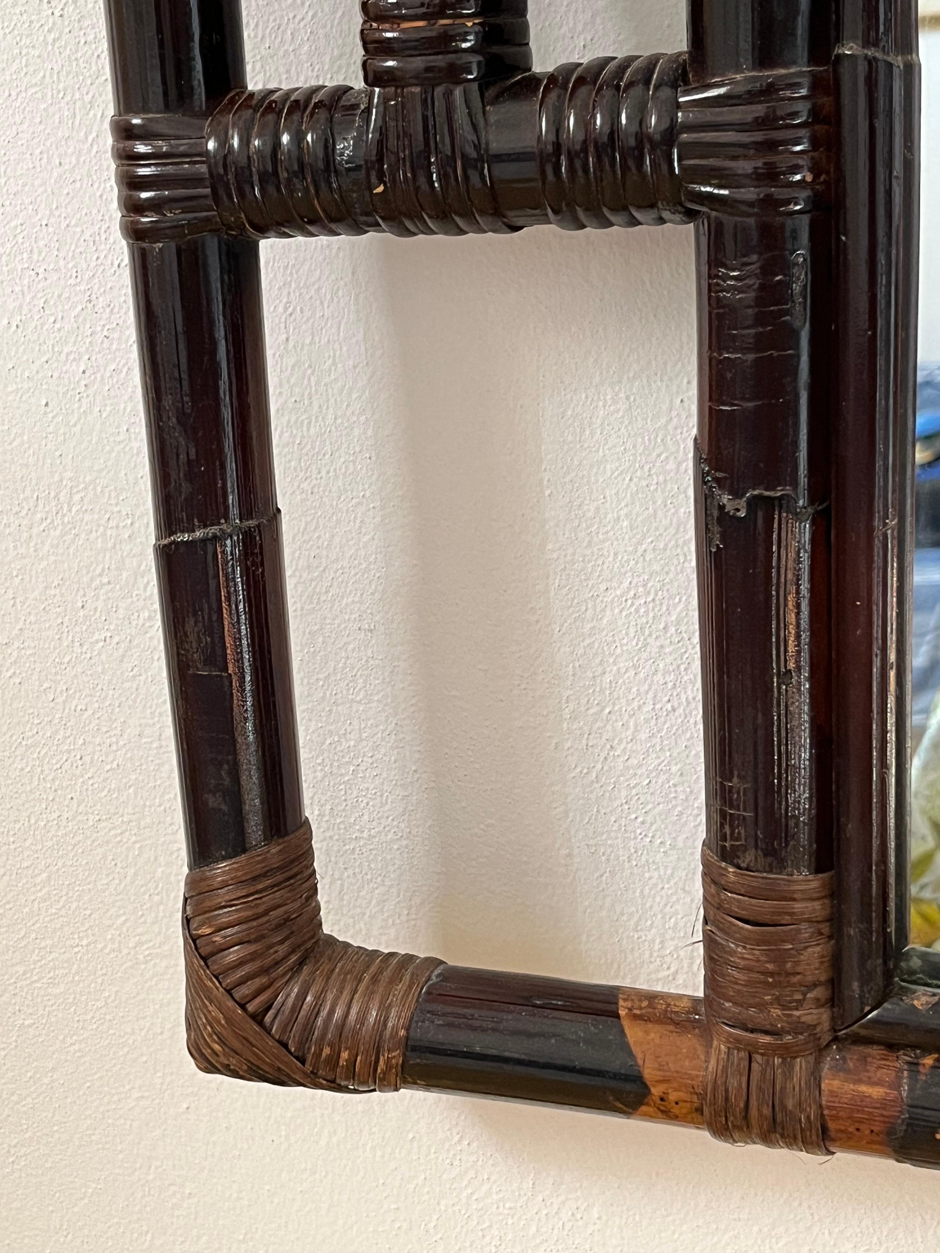 Large Italian Vintage Bamboo Mirror  1970s In Good Condition For Sale In Palermo, IT