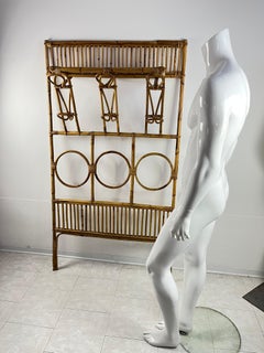Large Italian  Vintage Bamboo Wall Coat Hanger 1970s