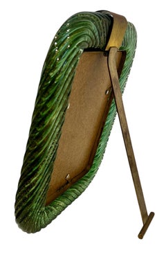 Großer Vintage Barovier & Toso Smaragdgrün und Gold Murano Glas Bilderrahmen