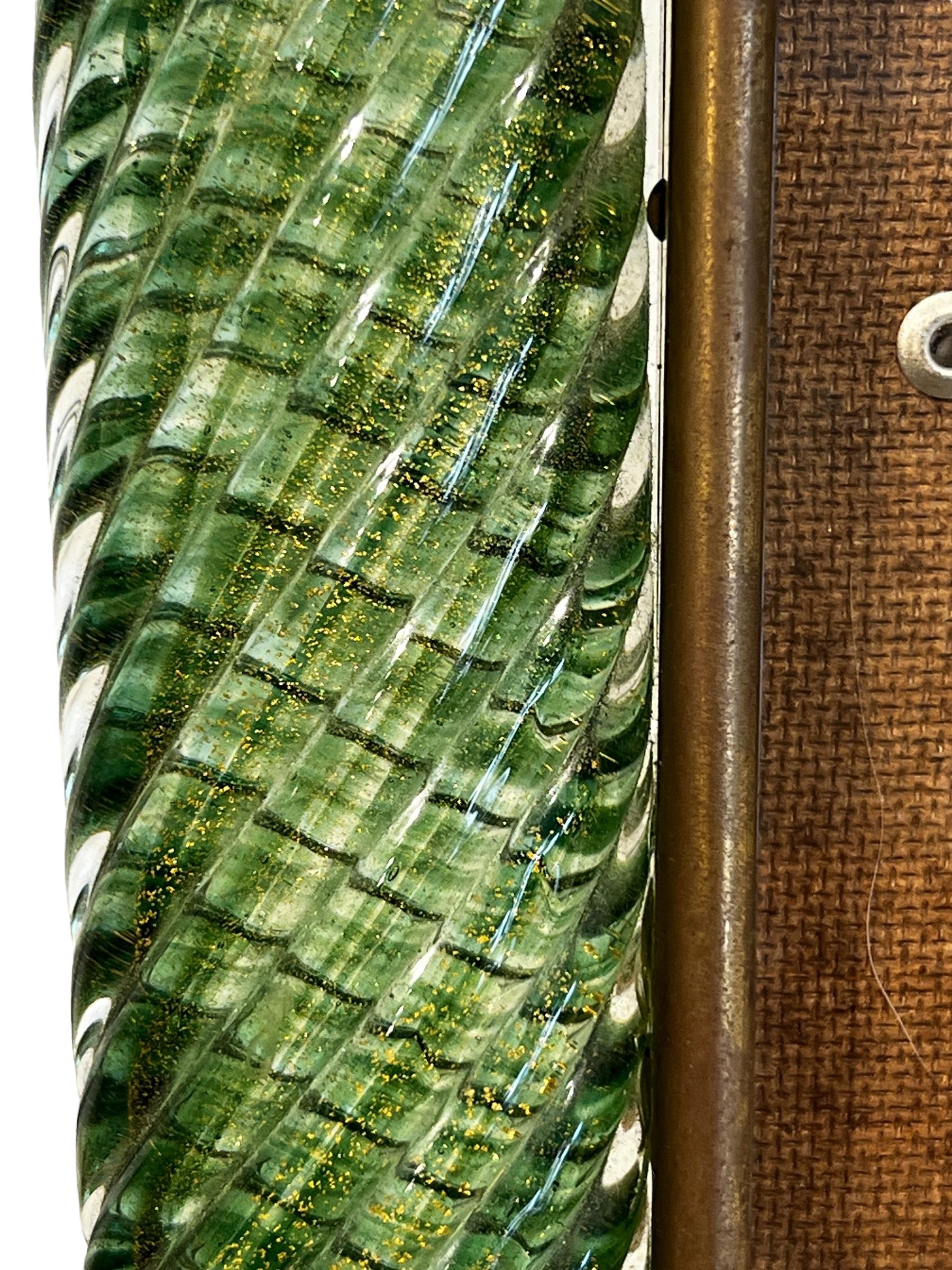 Ottone Grande cornice d'epoca Barovier&Toso in vetro di Murano verde smeraldo e oro in vendita