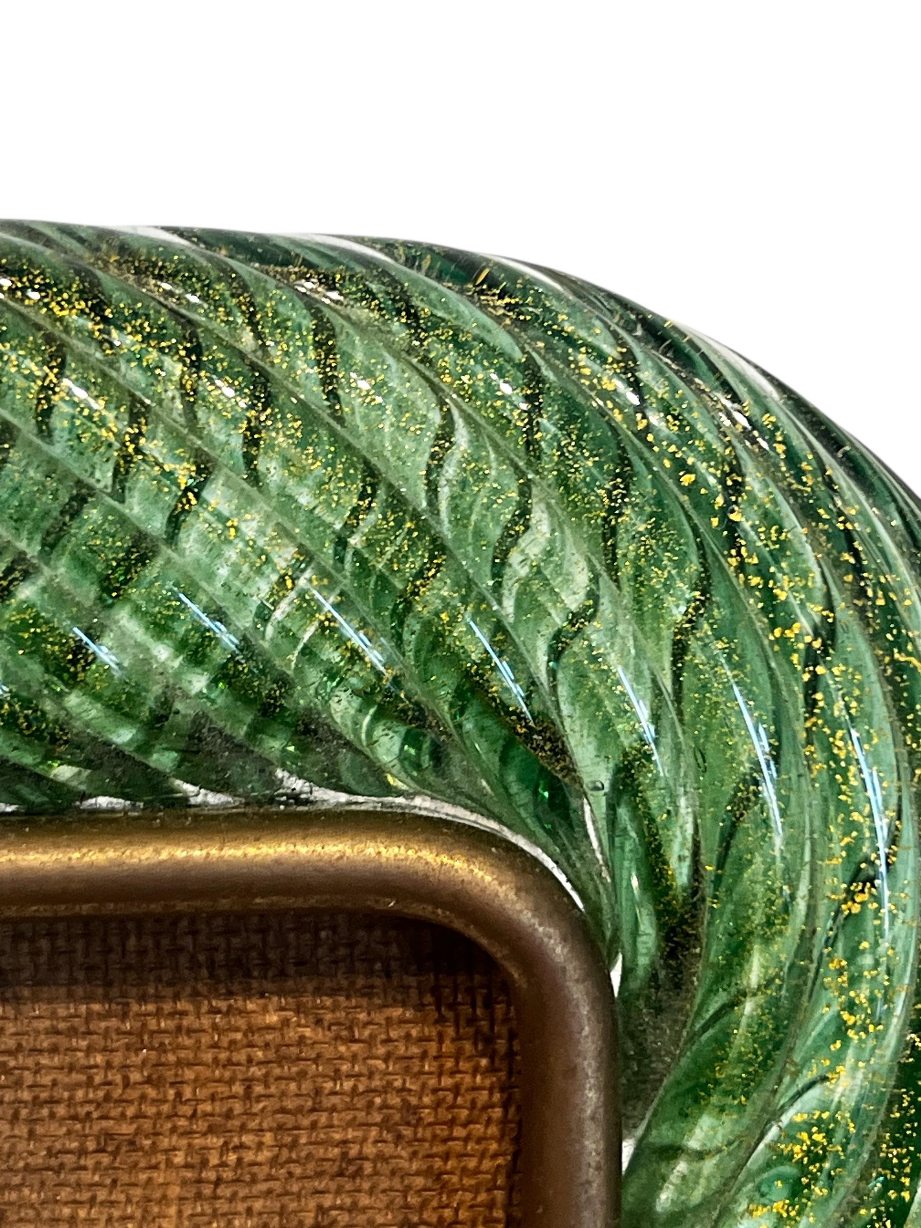 Grande cornice d'epoca Barovier&Toso in vetro di Murano verde smeraldo e oro in vendita 1