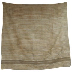 Large Vintage Beige and Tan  Stripe Yoruba Artisanal African Textile