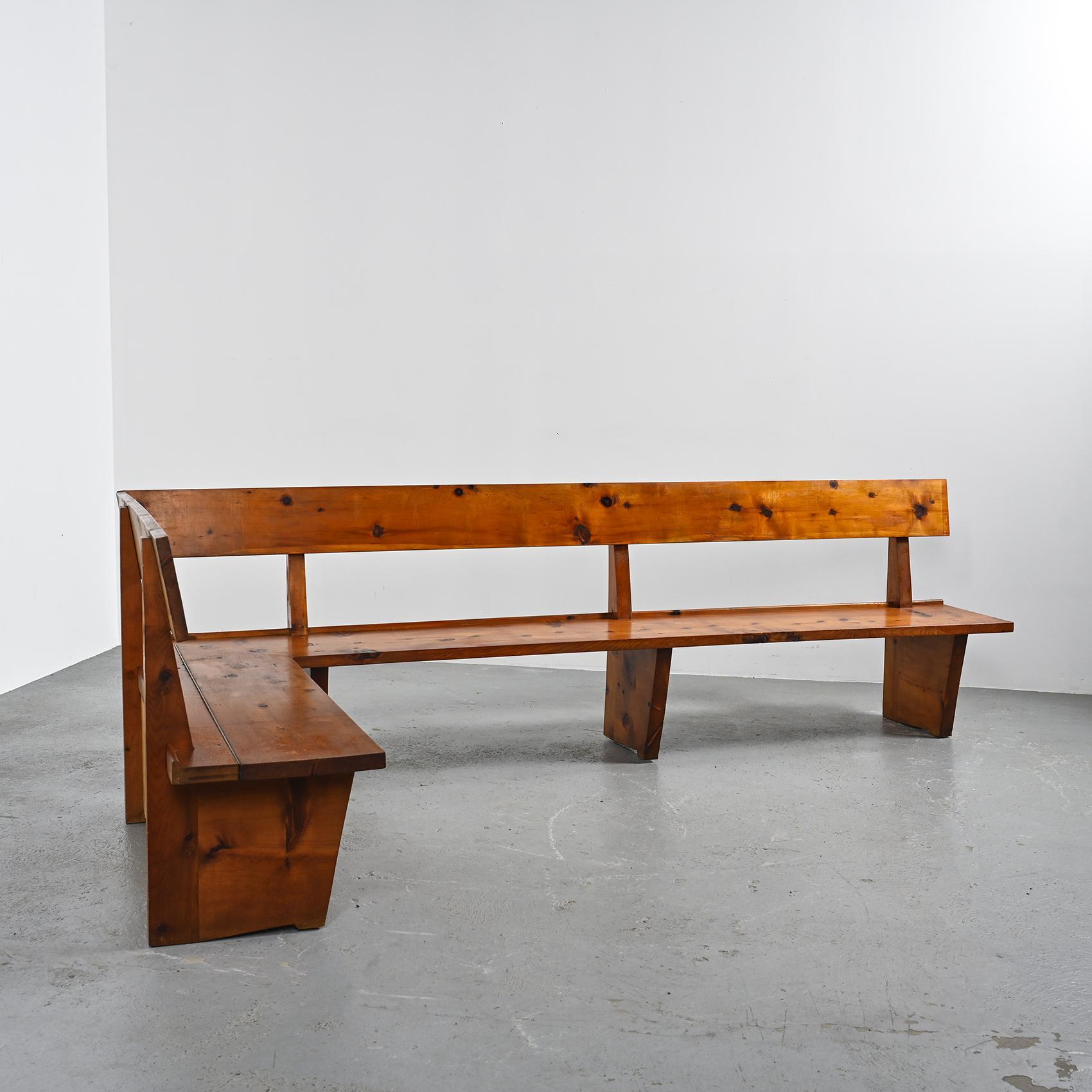 Large Vintage Bench in Solid Wood, France circa 1970 4