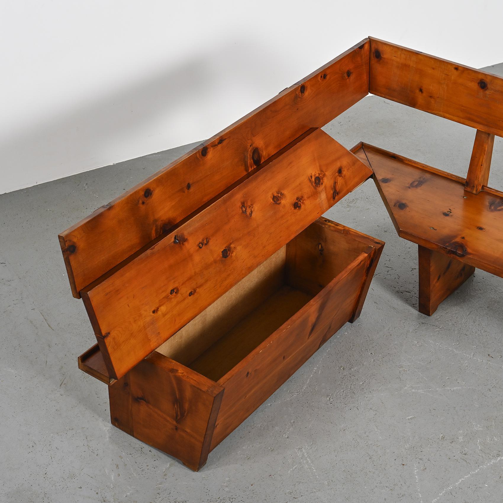 Large Vintage Bench in Solid Wood, France circa 1970 For Sale 1