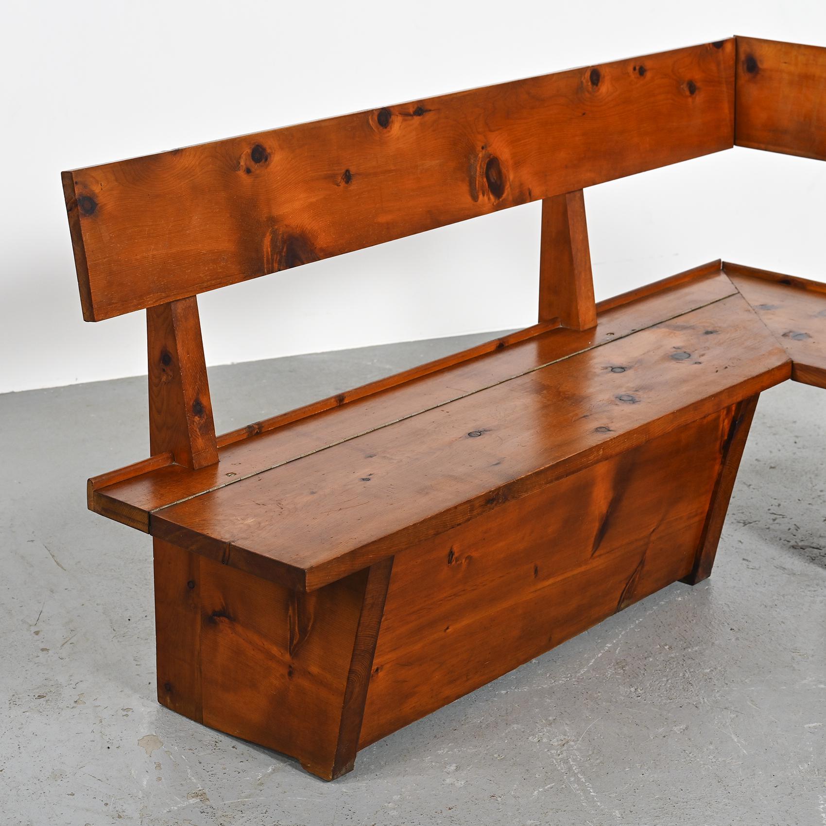 Large Vintage Bench in Solid Wood, France circa 1970 For Sale 2