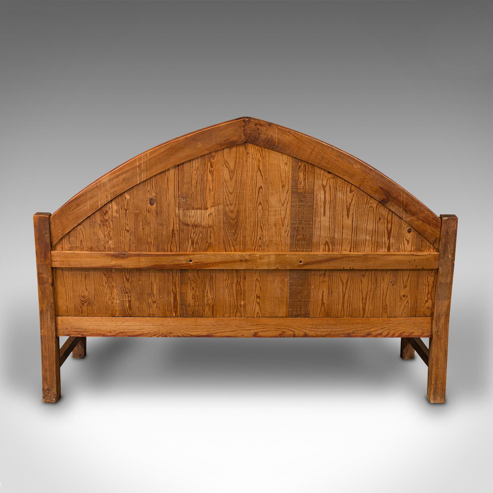 Large Vintage Bench, Scandinavian, Pitch Pine, 3 Seater, Mid 20th Century, 1950 For Sale 1