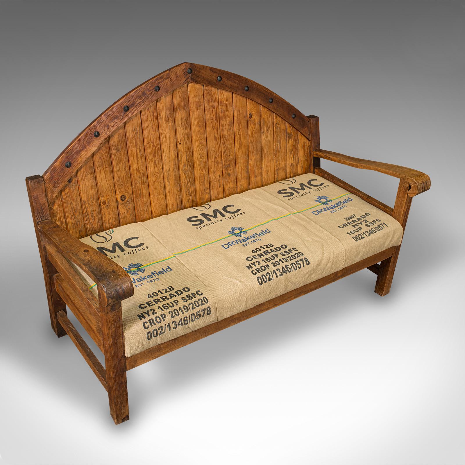 Large Vintage Bench, Scandinavian, Pitch Pine, 3 Seater, Mid 20th Century, 1950 For Sale 2