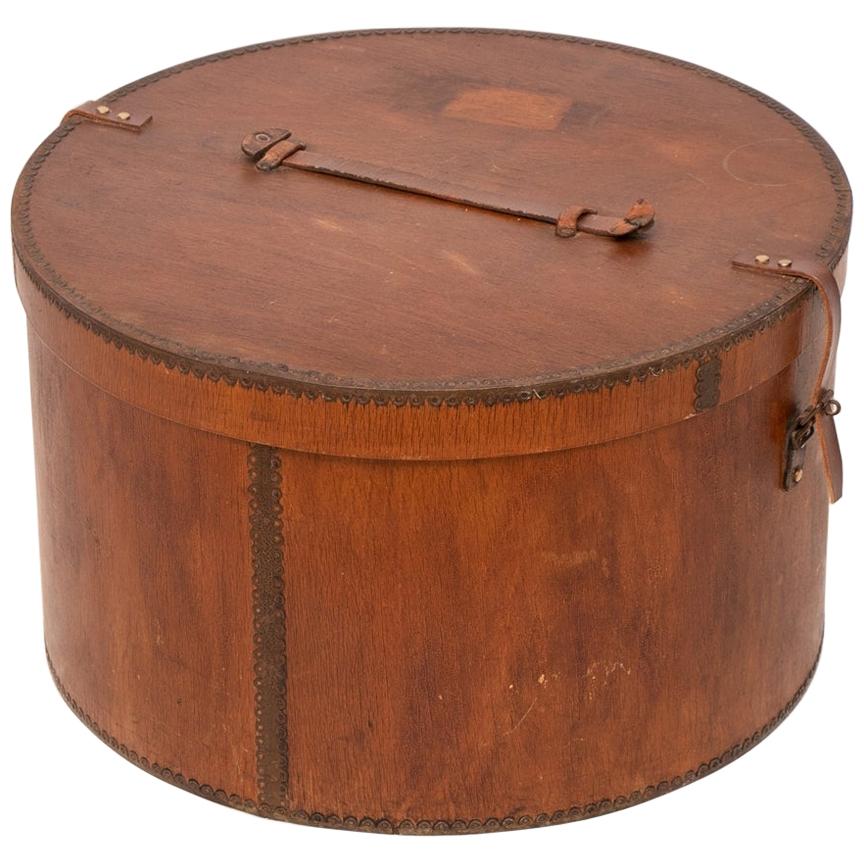 Large Vintage Bentwood Hat Box For Sale