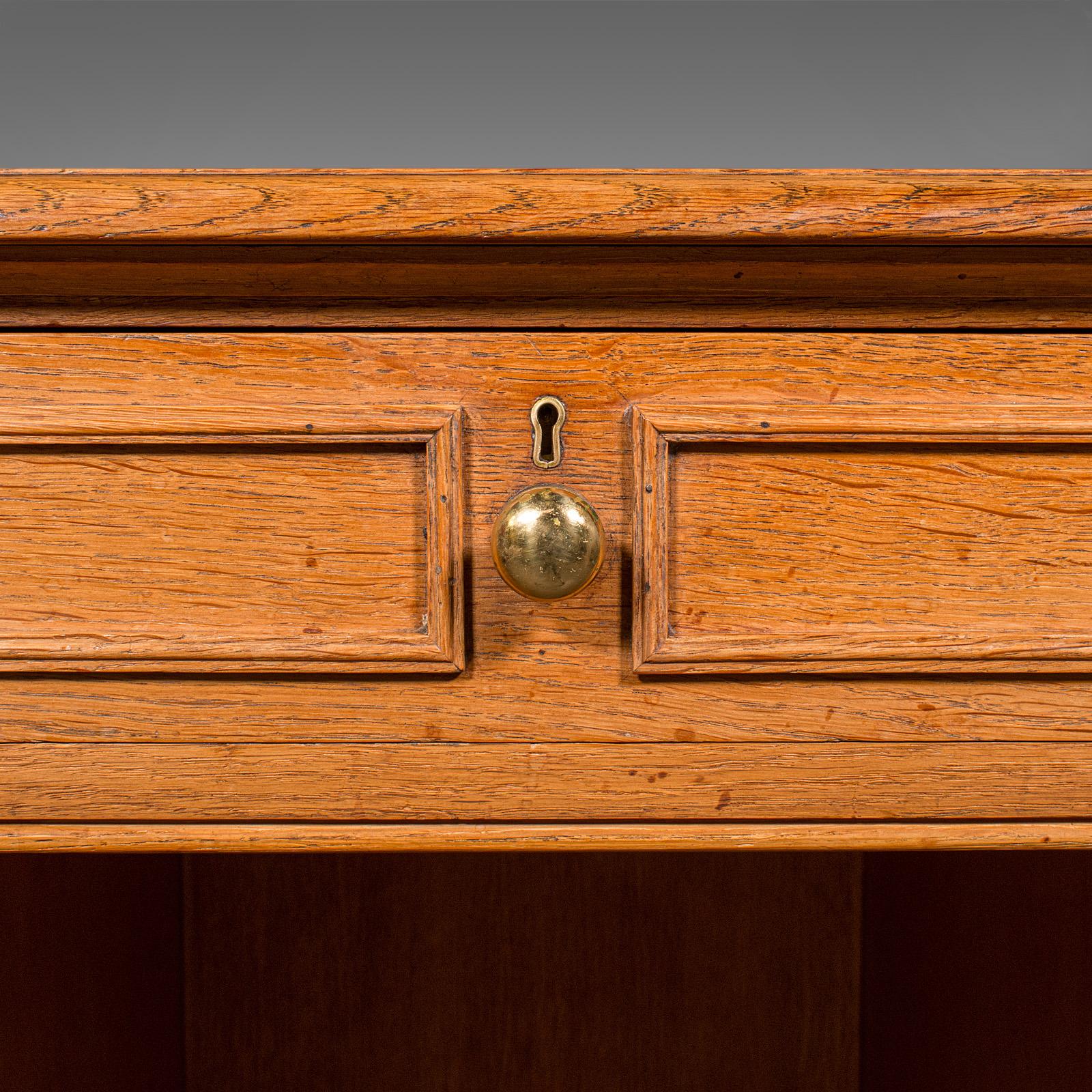 Large Vintage Bespoke Kneehole Desk, English, Oak, Writing Table, Mid Century For Sale 5