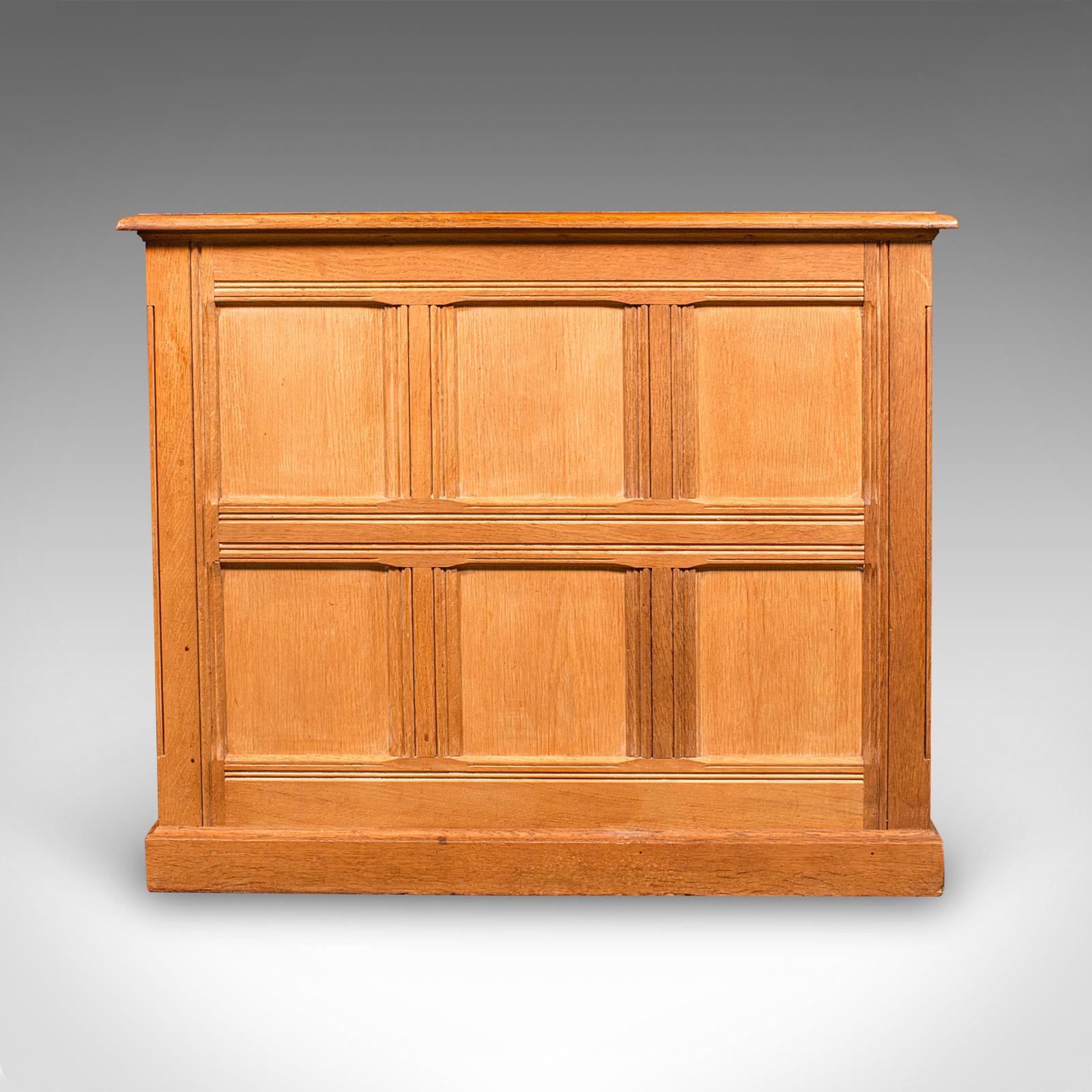 British Large Vintage Bespoke Kneehole Desk, English, Oak, Writing Table, Mid Century For Sale