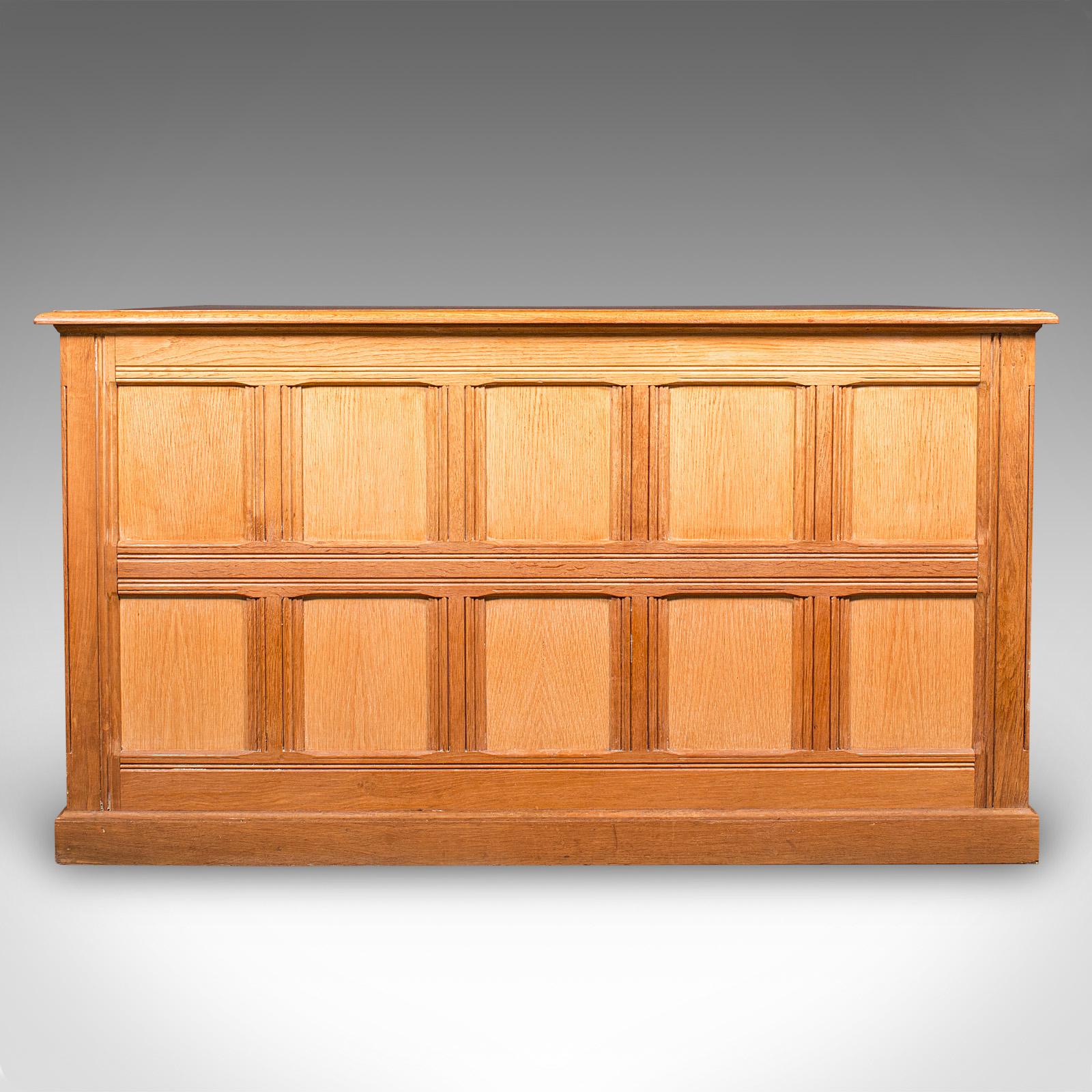 Large Vintage Bespoke Kneehole Desk, English, Oak, Writing Table, Mid Century In Good Condition For Sale In Hele, Devon, GB