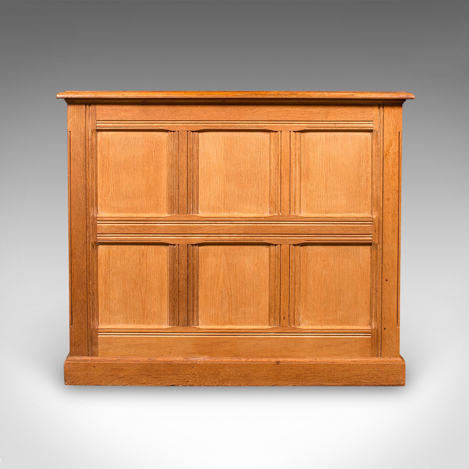 Late 20th Century Large Vintage Bespoke Kneehole Desk, English, Oak, Writing Table, Mid Century For Sale