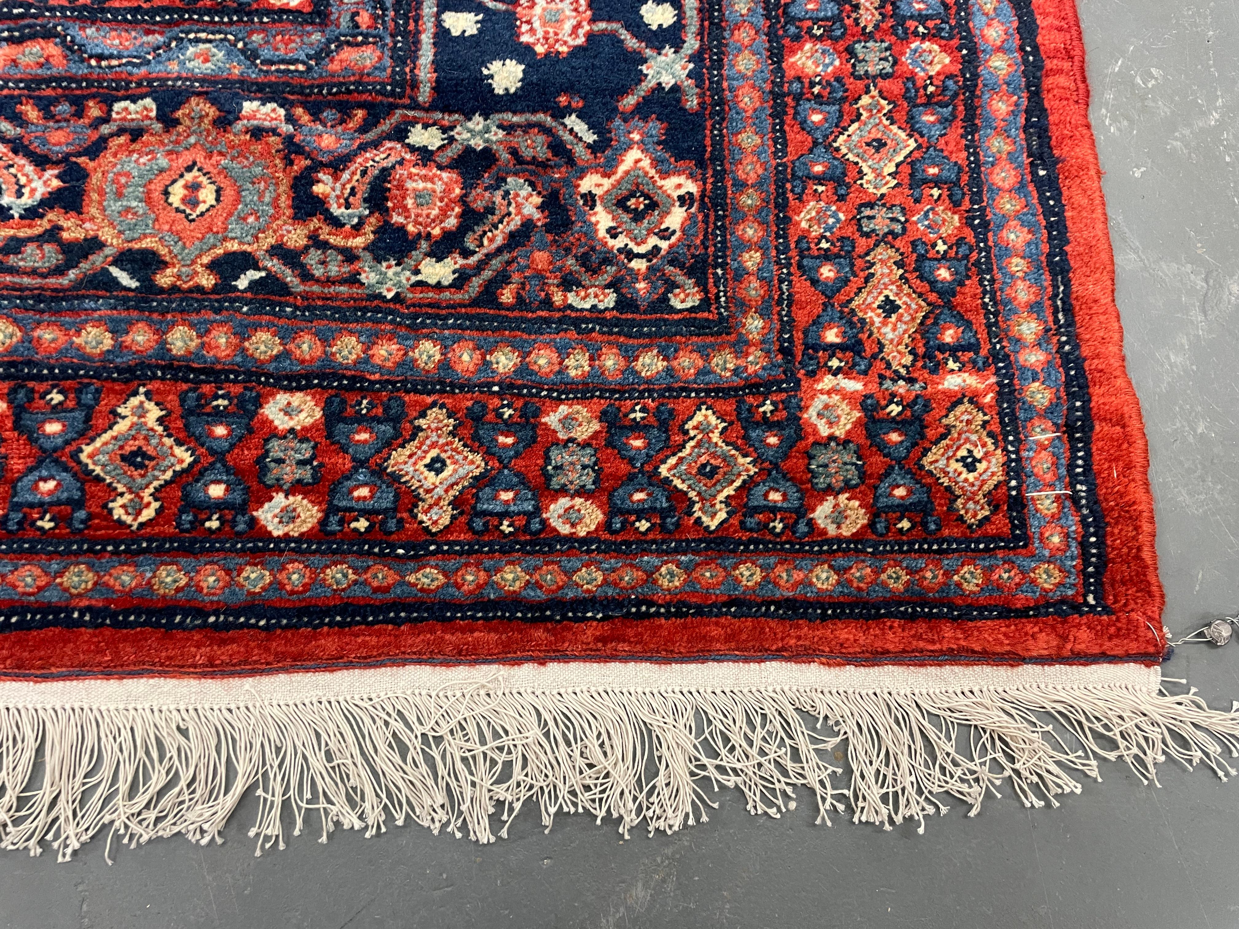 Large Vintage Bidjar Oriental Carpet Handwoven Deep Red Wool Living Room Rug For Sale 4