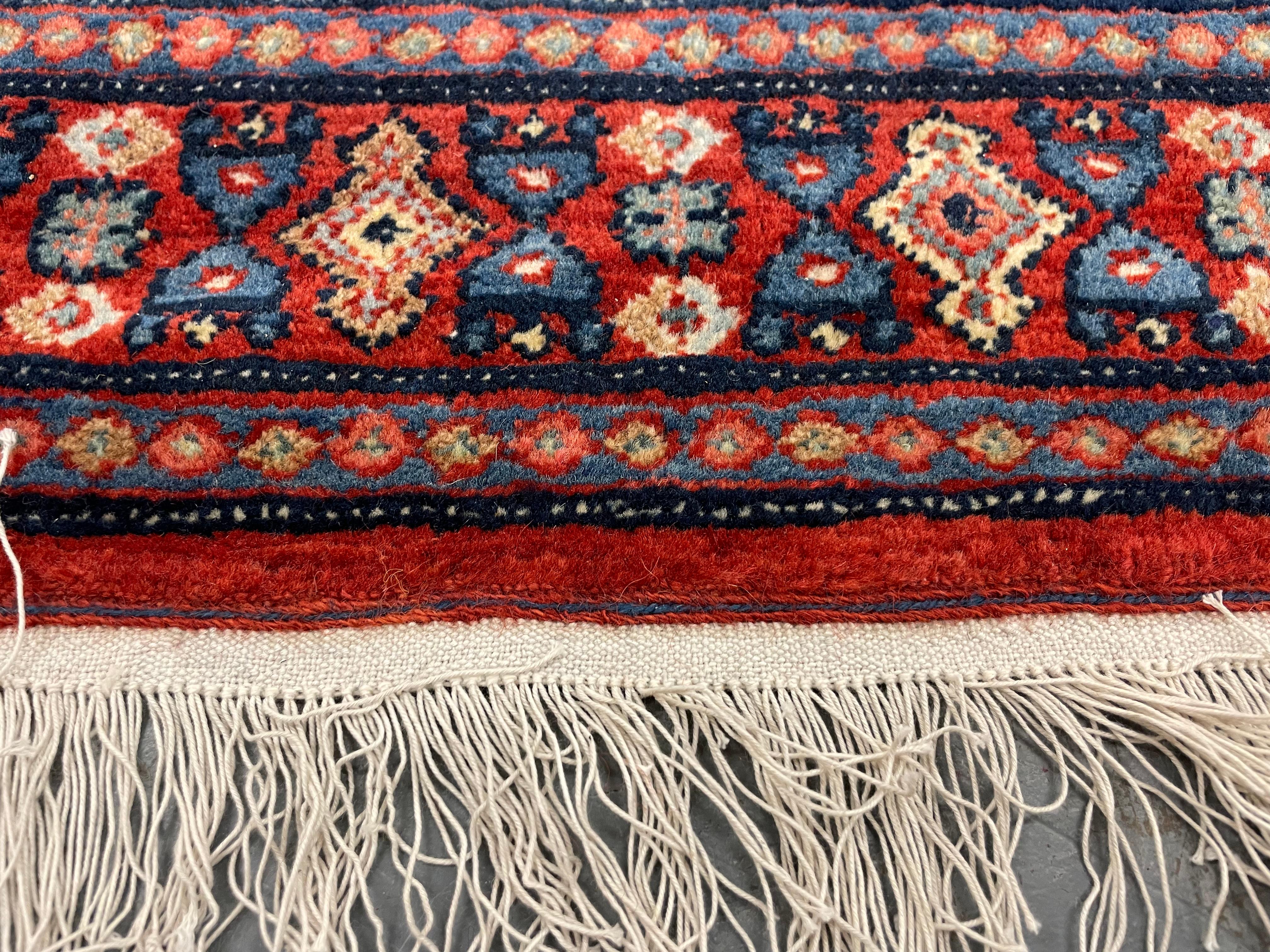 Large Vintage Bidjar Oriental Carpet Handwoven Deep Red Wool Living Room Rug For Sale 5