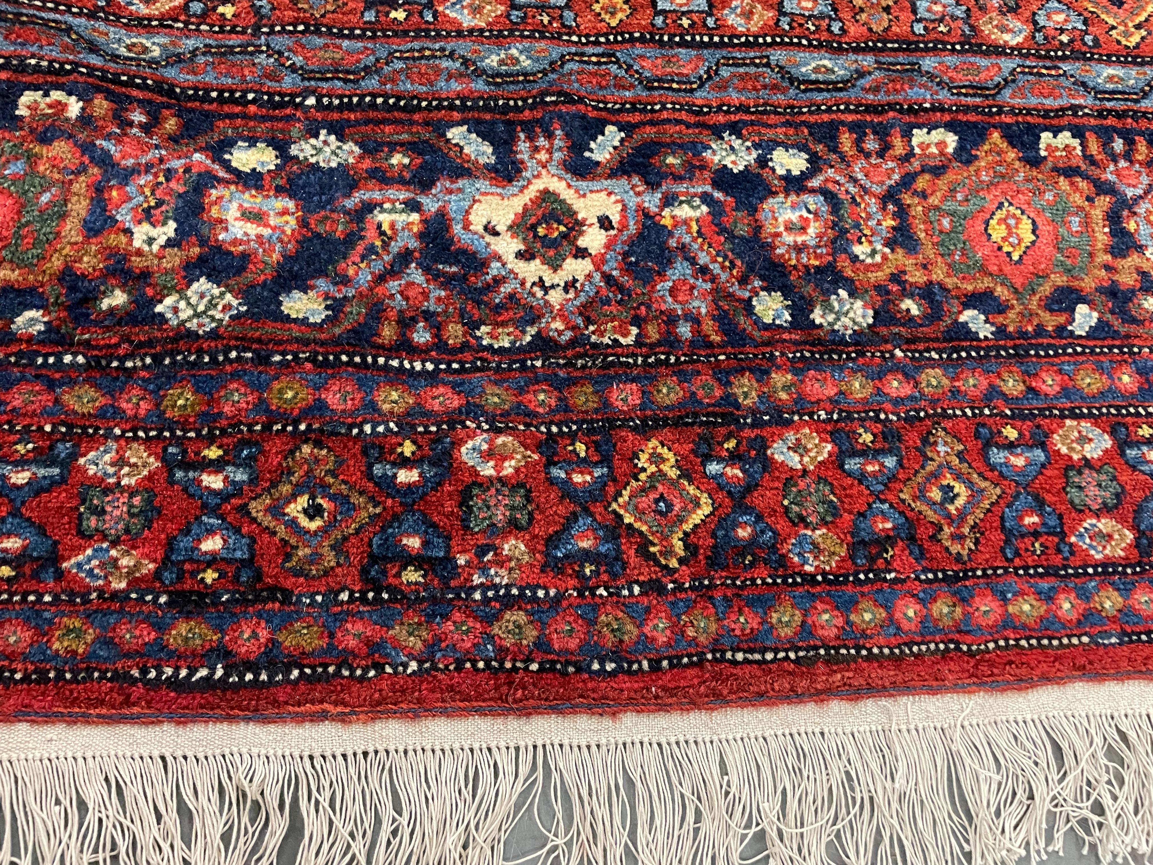 Large Vintage Bidjar Oriental Carpet Handwoven Deep Red Wool Living Room Rug For Sale 6